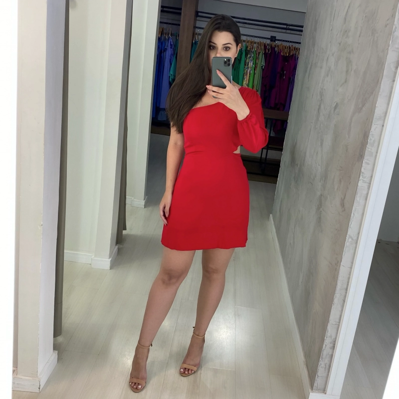 Vestido Luna em Duna - Vermelho